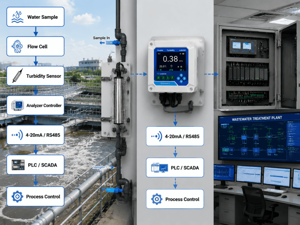 Online turbidity monitoring system with PLC integration